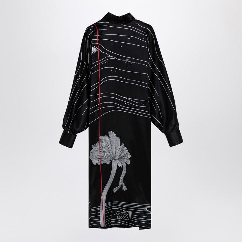 Dresses Ferragamo - Black silk satin midi dress - M Brand