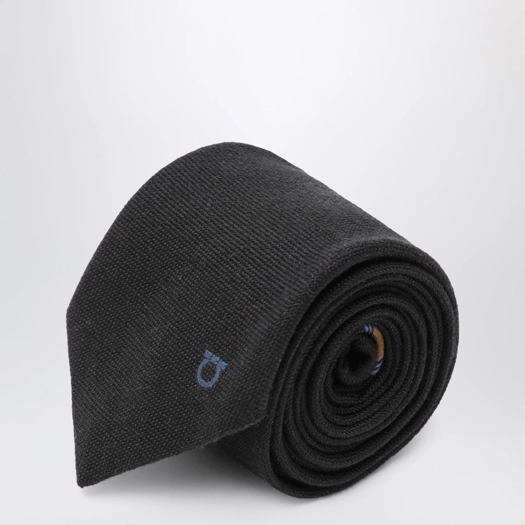 Ferragamo - Dark grey Gancini jacquard tie