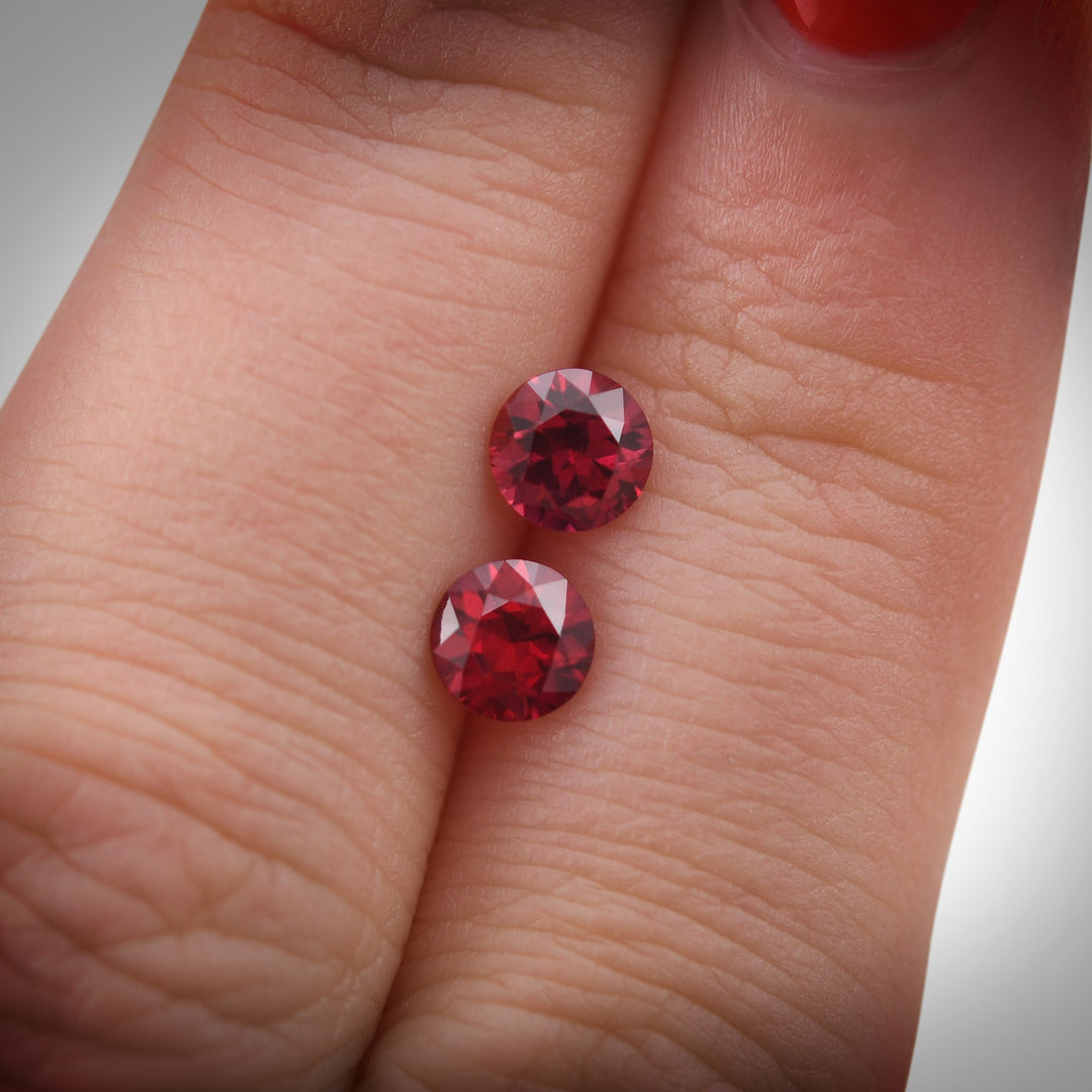 1.25 Carat Red MOZAMBIQUE Round Rubies Pair