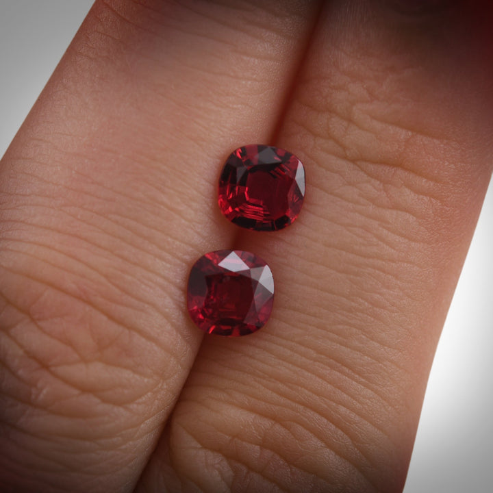 1.71 Carat Red MOZAMBIQUE Cushion Rubies Pair