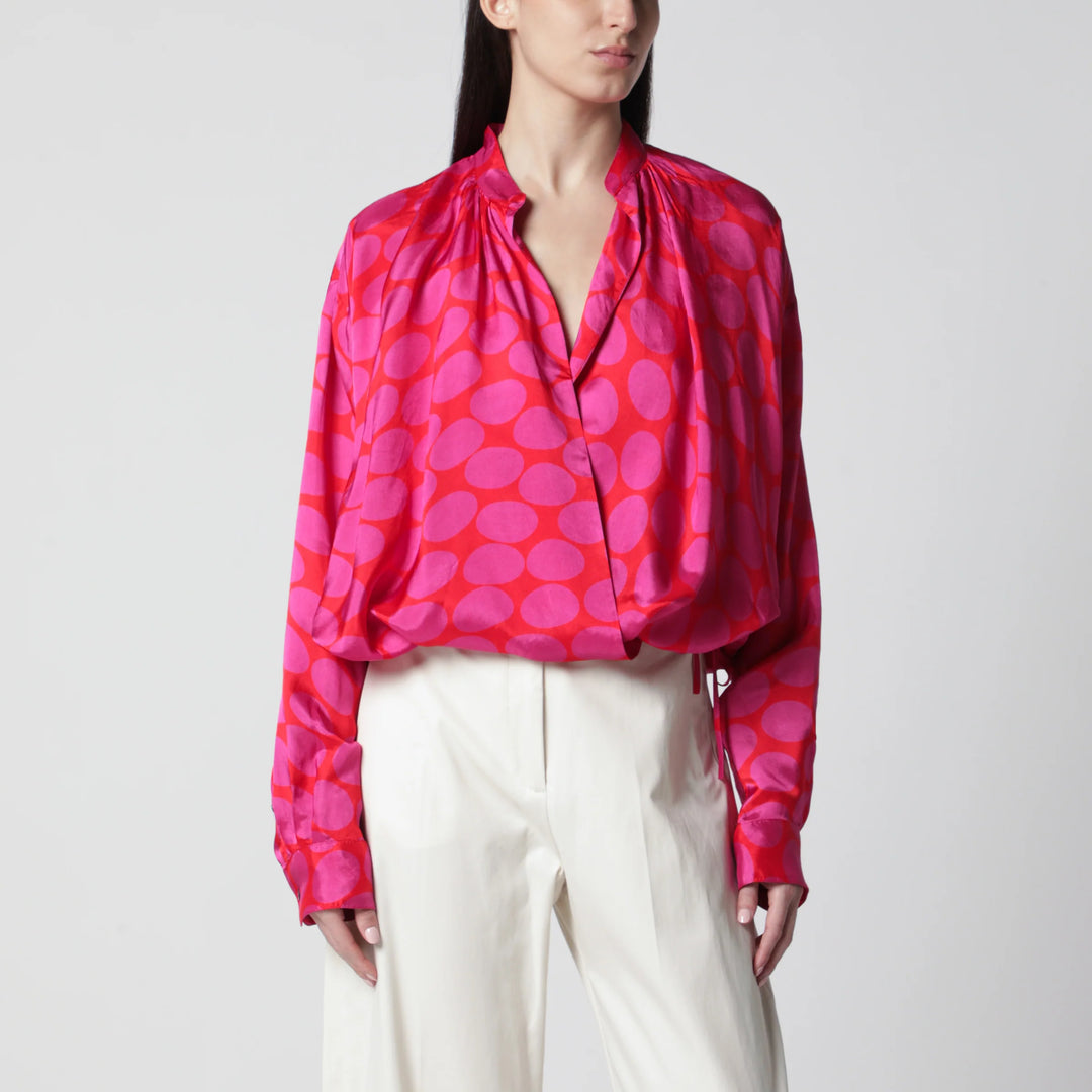 Dries Van Noten - Crossed Shirt with Fuchsia Print