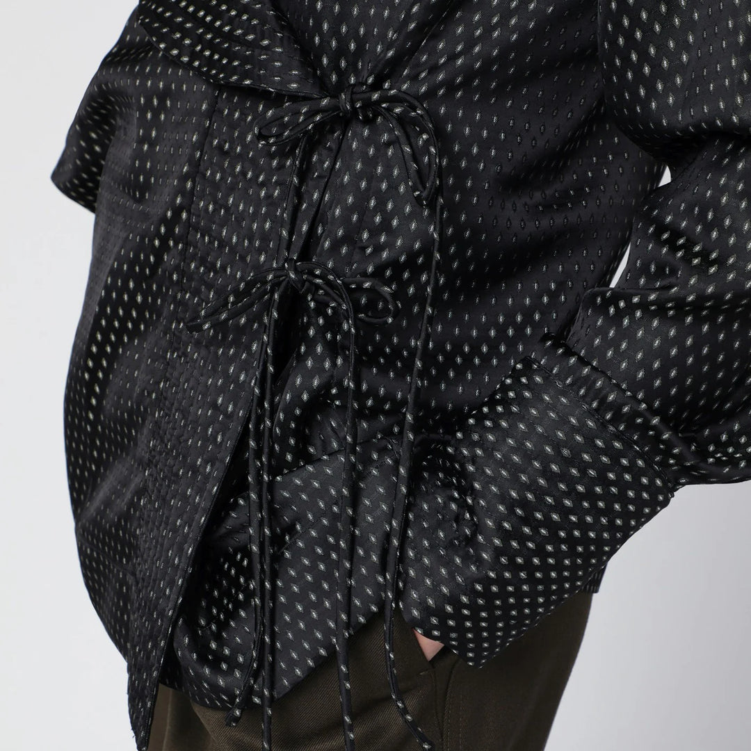 Dries Van Noten - Black wrap shirt with jacquard texture