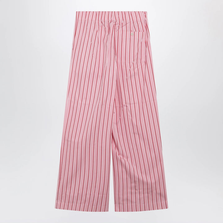 Dries Van Noten - Wide pink striped trousers