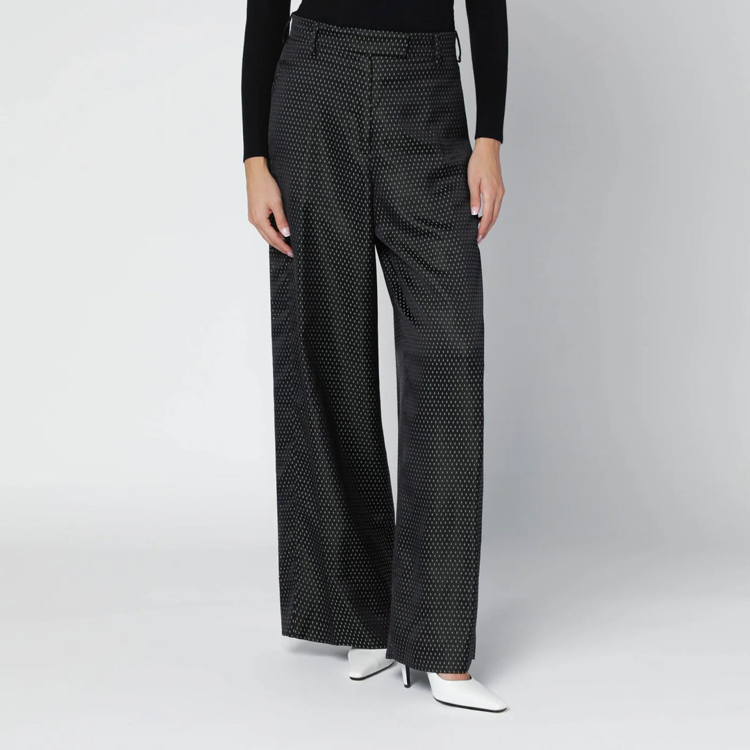 Dries Van Noten - Black jacquard trousers