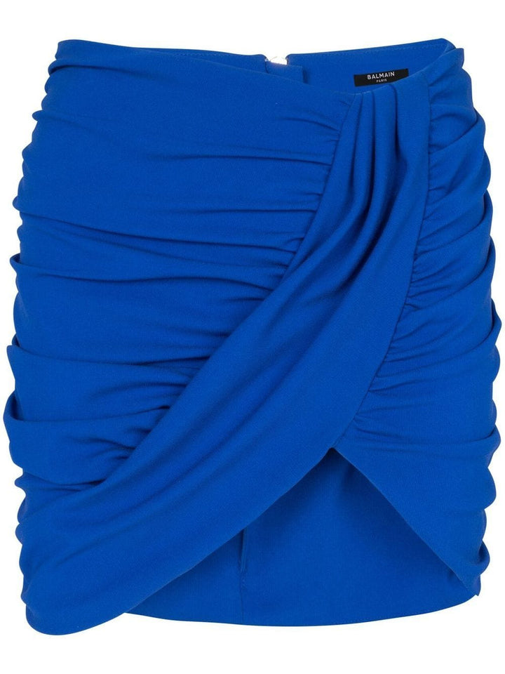 Topwear 38 Balmain Cobalt Ruched Skirt Brand