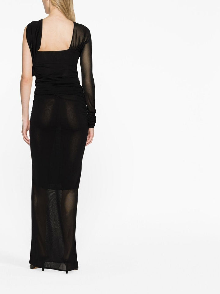 Dresses S Saint Laurent Black One-Sleeve Draped Long Dress Brand