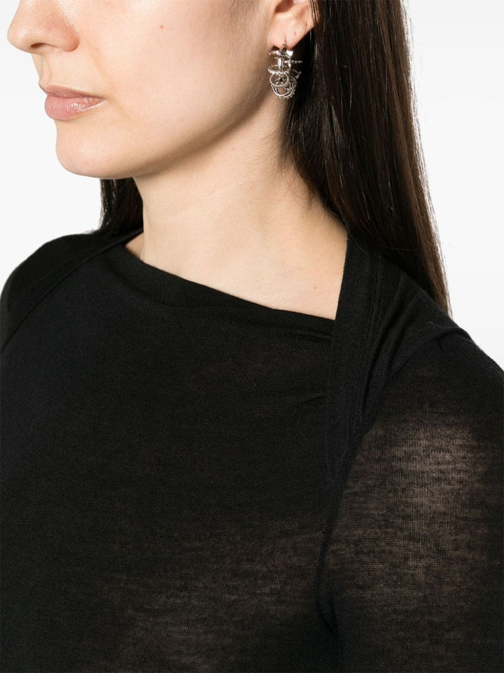 Saint Laurent Black Fine Knit Cowl Neck Long Dress