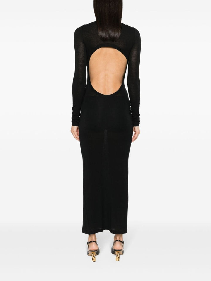 Saint Laurent Black Fine Knit Cowl Neck Long Dress