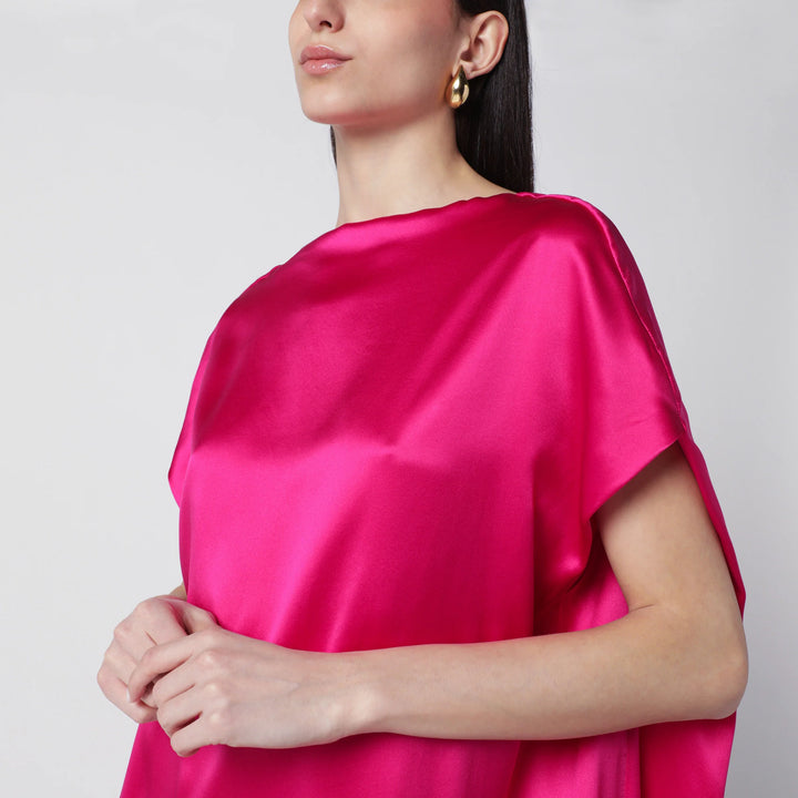 Dries Van Noten - Fuchsia silk satin midi dress