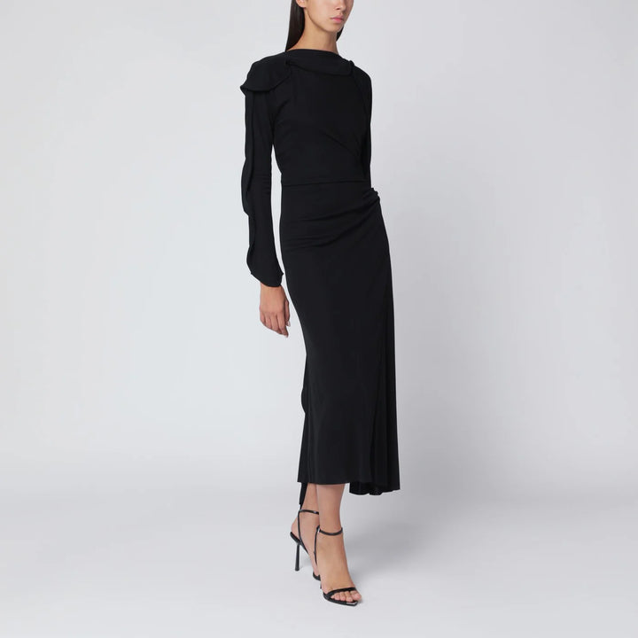 Victoria Beckham - Black midi dress in draped jersey
