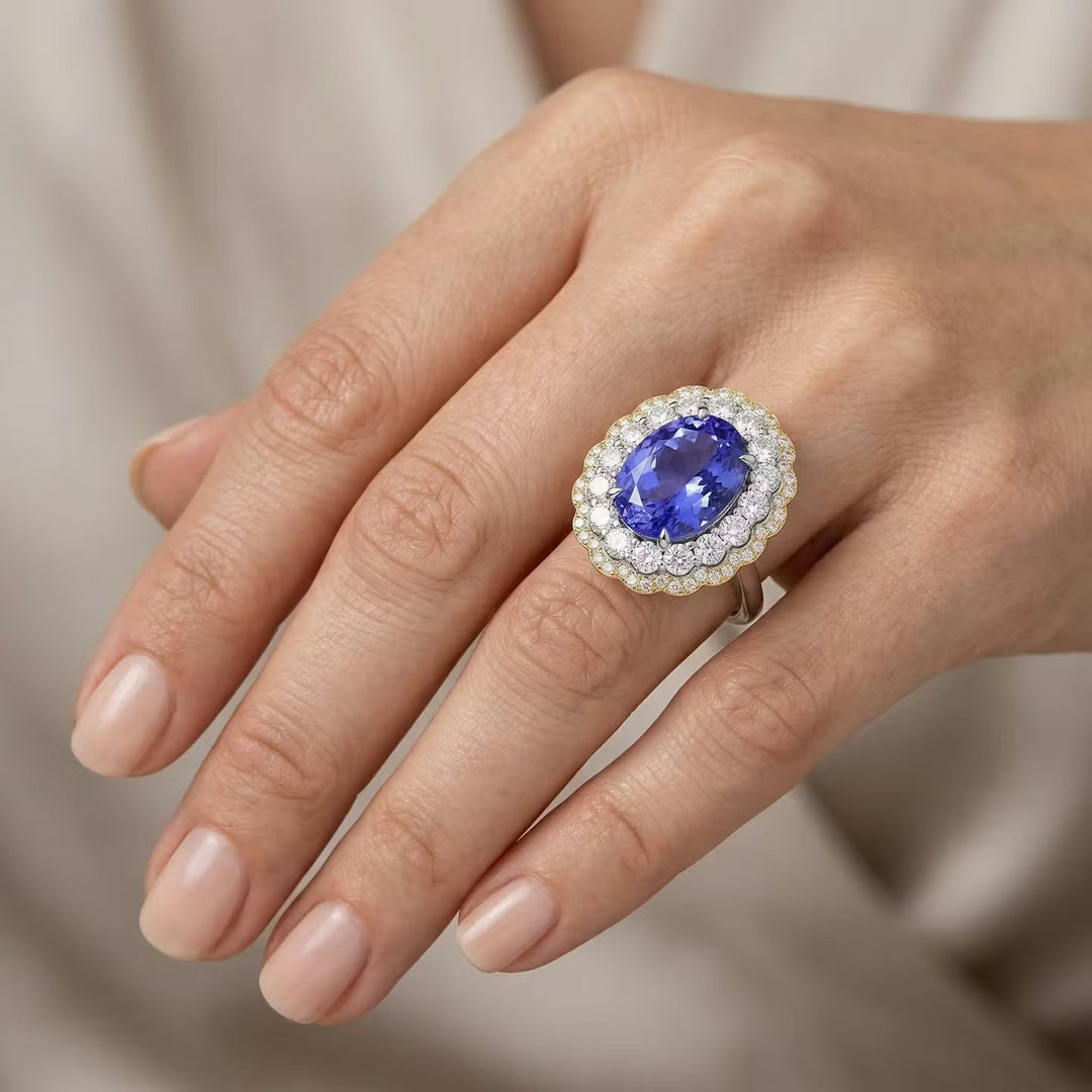 Leibish Tanzanite Floral Halo Ring