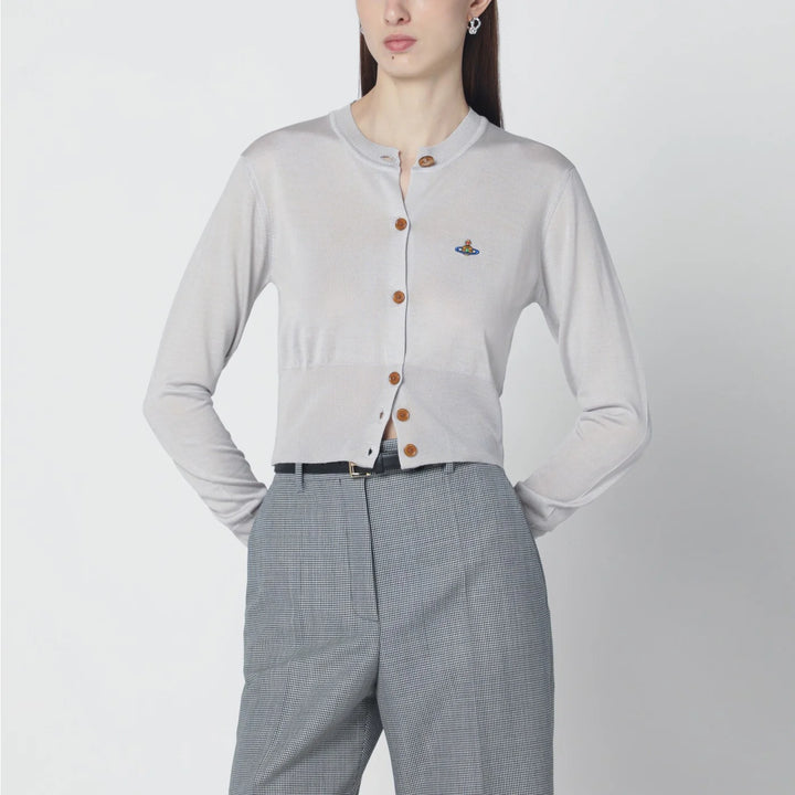 Vivienne Westwood - Light grey cropped wool and silk cardigan