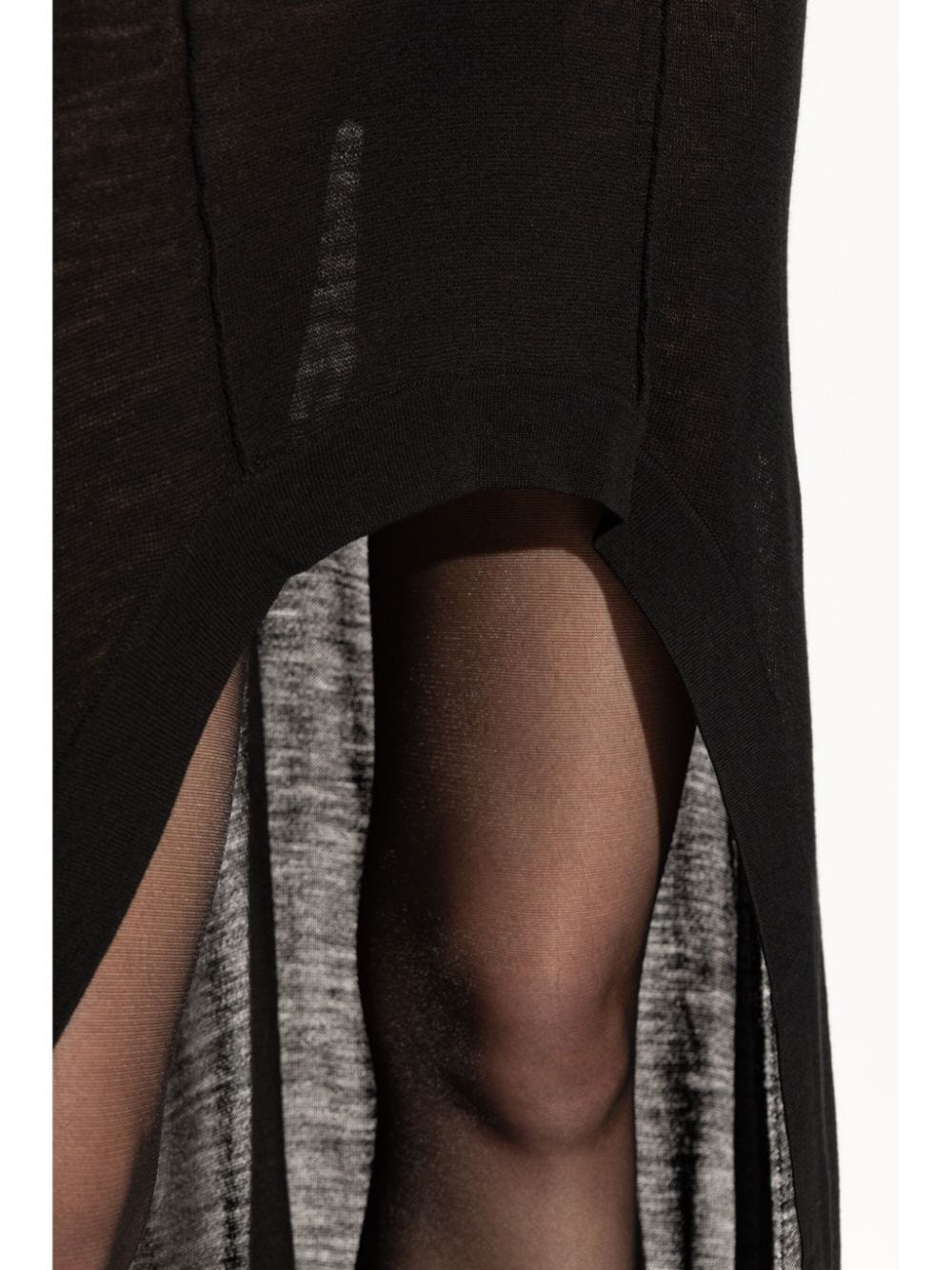 Dresses M Saint Laurent Black Wool Semi-Sheer Long Dress Brand