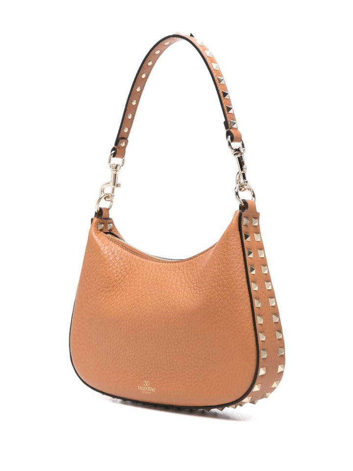 Valentino Garavani Rockstud Hobo In Pomegranate Calfskin