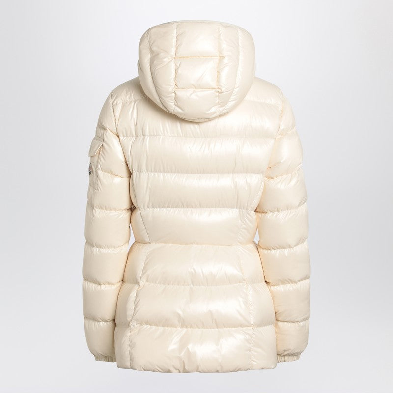 Moncler White down jacket in lacquered nylon