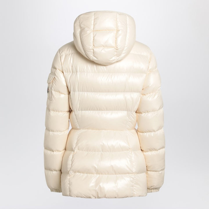 Moncler White down jacket in lacquered nylon