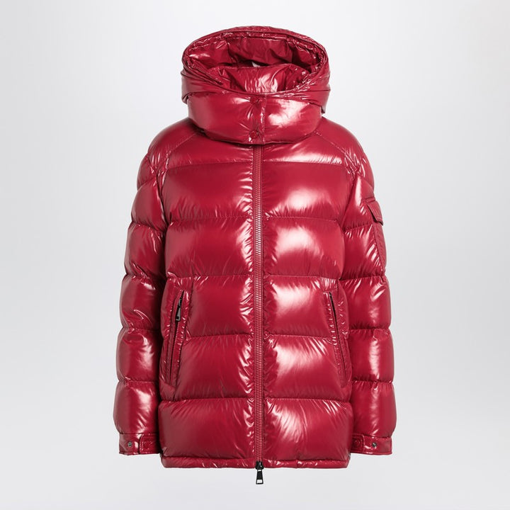 Moncler Ruby red down jacket in lacquered nylon