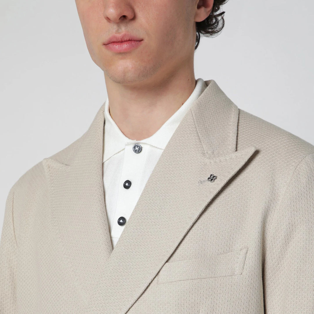 Tagliatore - Beige double-breasted cotton jacket