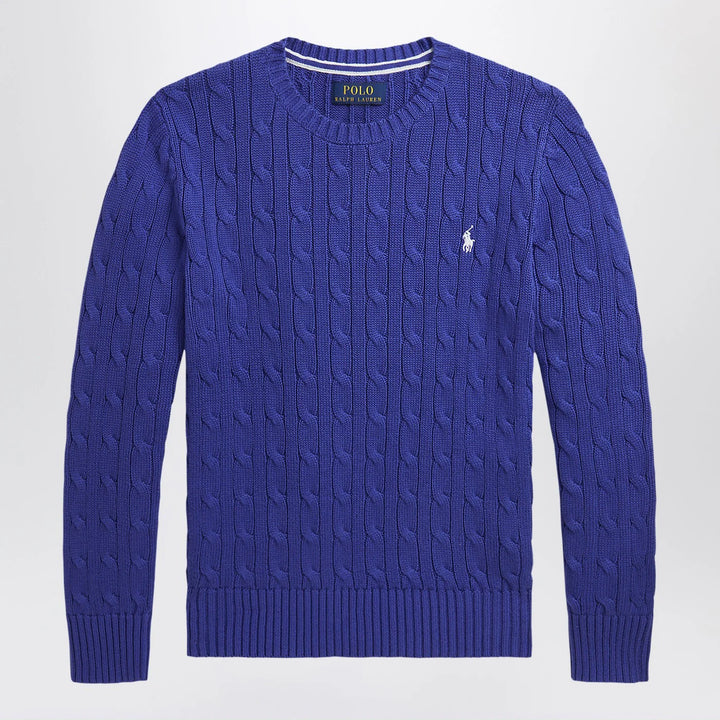 Polo Ralph Lauren - Bright blue crew neck sweater with braids