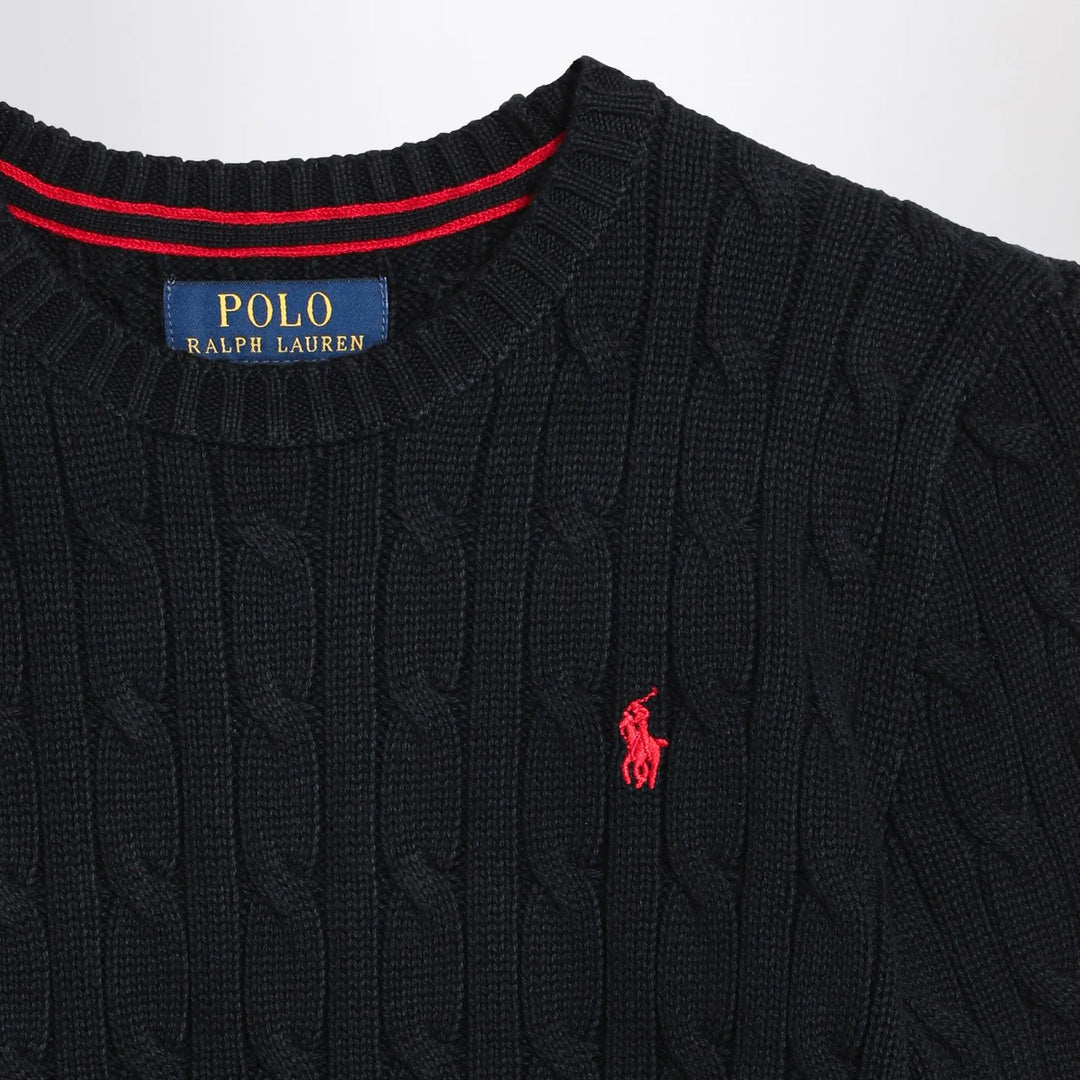 Polo Ralph Lauren - Black cable-knit crewneck sweater