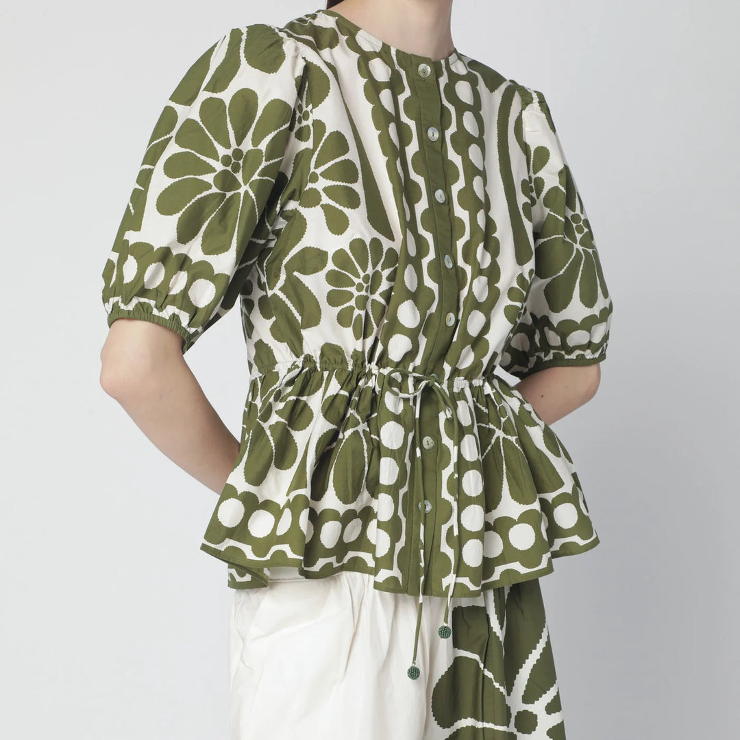 FARM Rio - Palermo blouse with green print