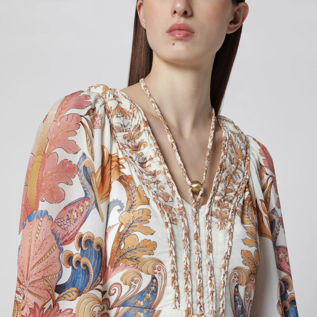 FARM Rio - White Sea Garden dress with tiered ruffles