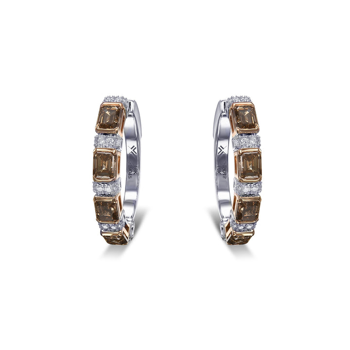 Leibish Fancy Brown Diamond Hoop Earrings