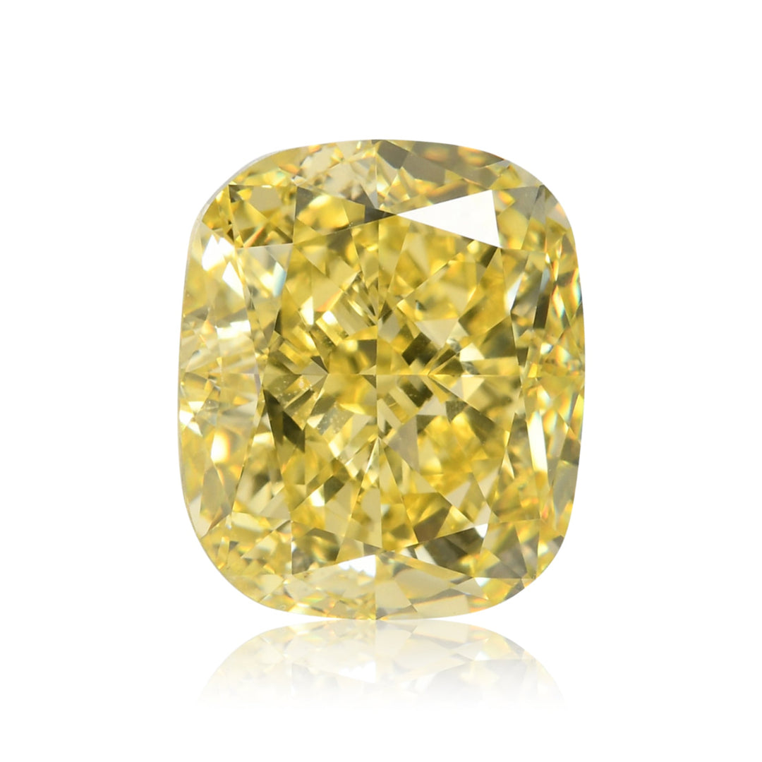 6.01 Carat Fancy Intense Yellow Cushion Diamond VS2 GIA