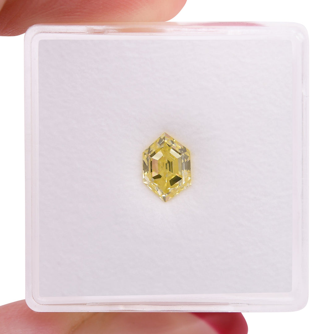 0.74 Carat Fancy Intense Yellow Hexagonal  Diamond (I1) GIA