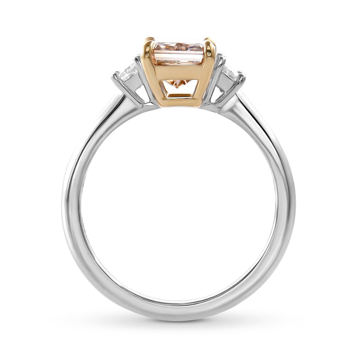 Leibish Fancy Pinkish Brown Radiant Three-stone Diamond Ring
