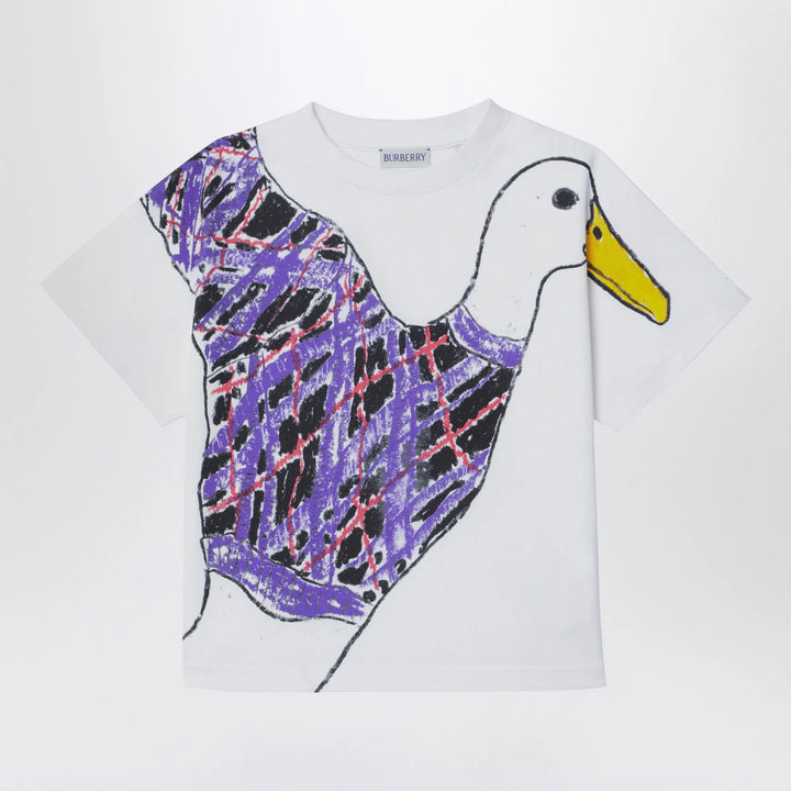 Burberry - White cotton T-shirt with print