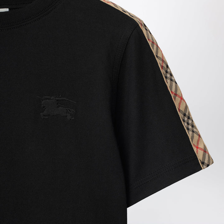 Burberry - Black T-shirt with check pattern detail