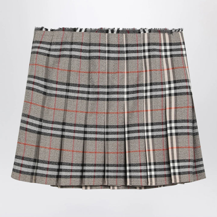 Burberry - Grey wool kilt skirt with Check pattern