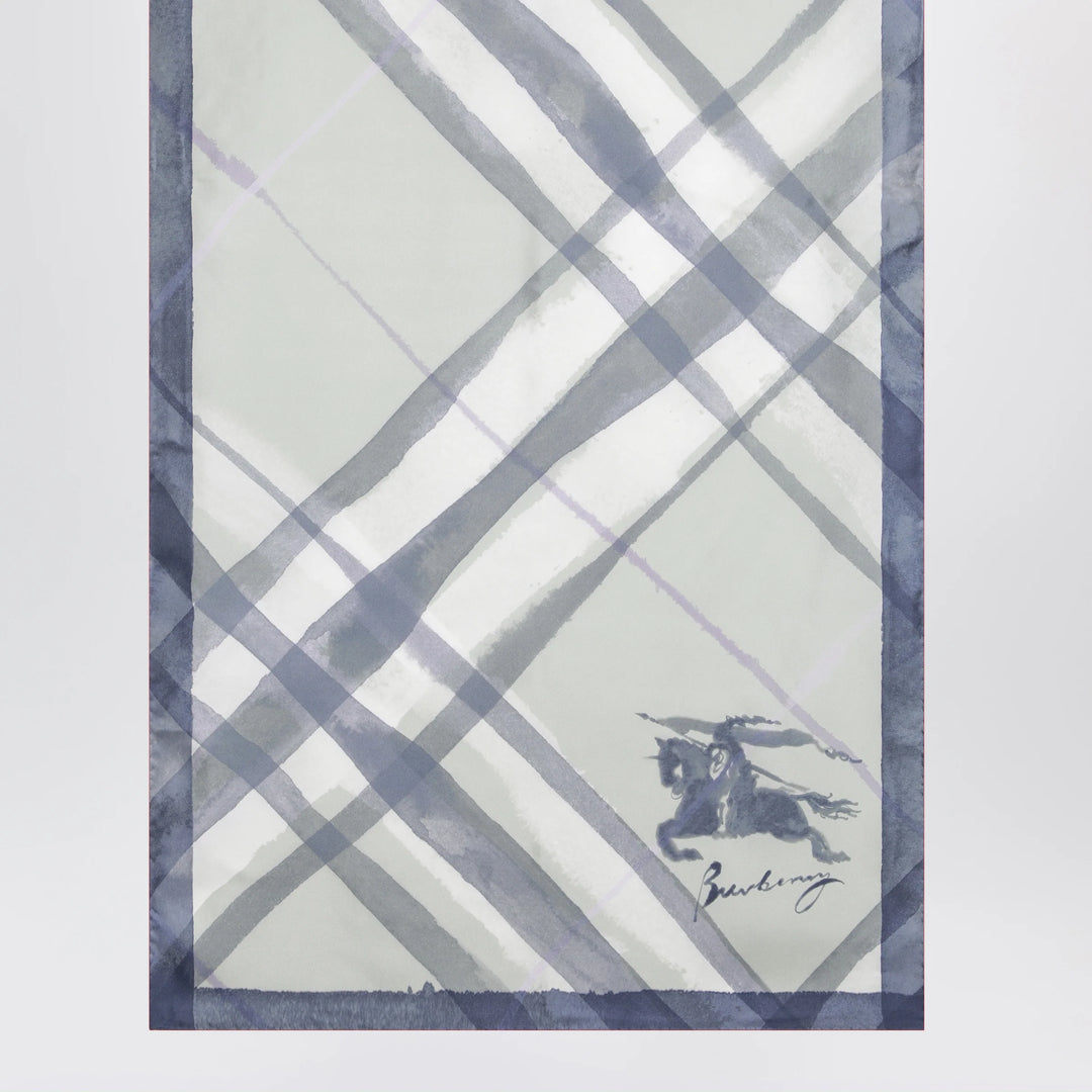 Burberry - Large watercolour Check silk scarf in green