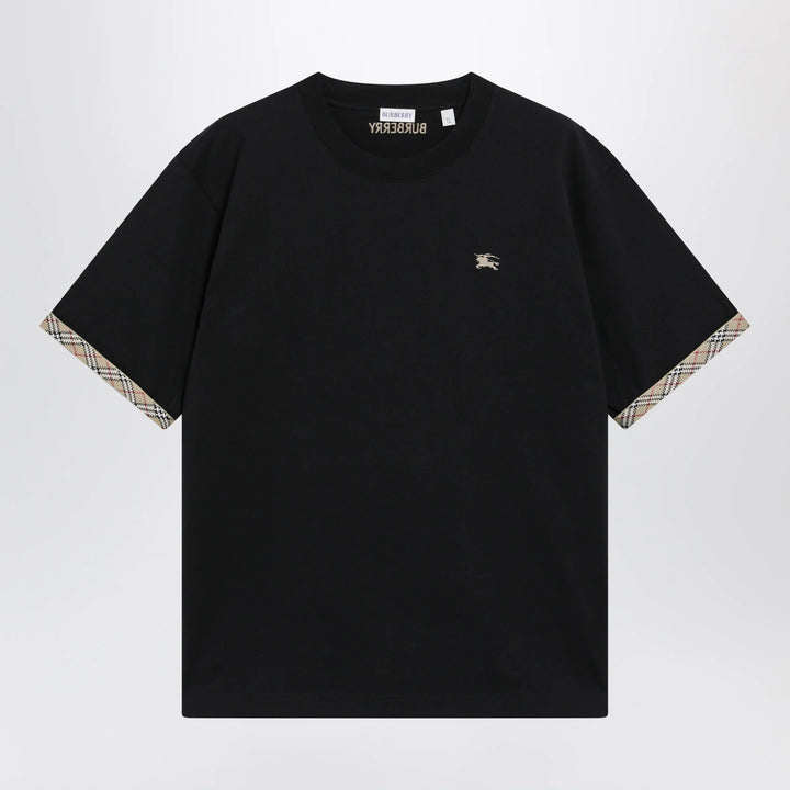 Burberry - Cotton jersey T-shirt with Check trim in black