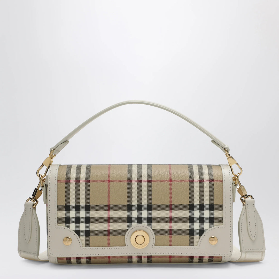 Burberry - Note small shoulder bag in coated cotton beige