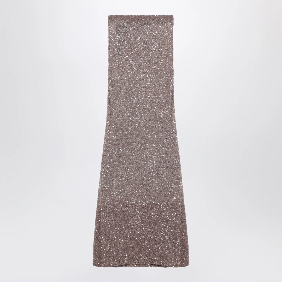 Balenciaga - Light brown/silver maxi skirt with sequins
