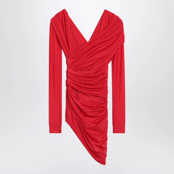 Balenciaga - Draped mini dress in red jersey
