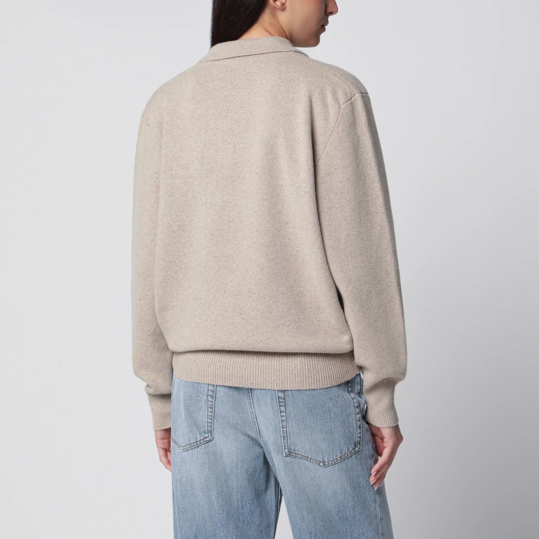 Róhe - Stone Mélange Wool and Cashmere Polo Shirt