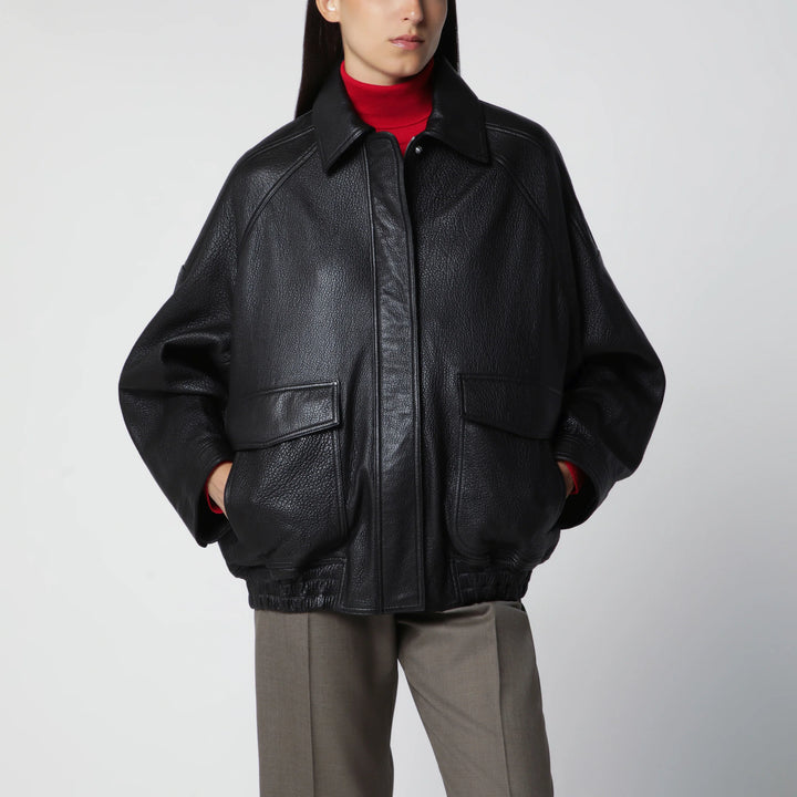 Róhe - Black Grained Leather Jacket