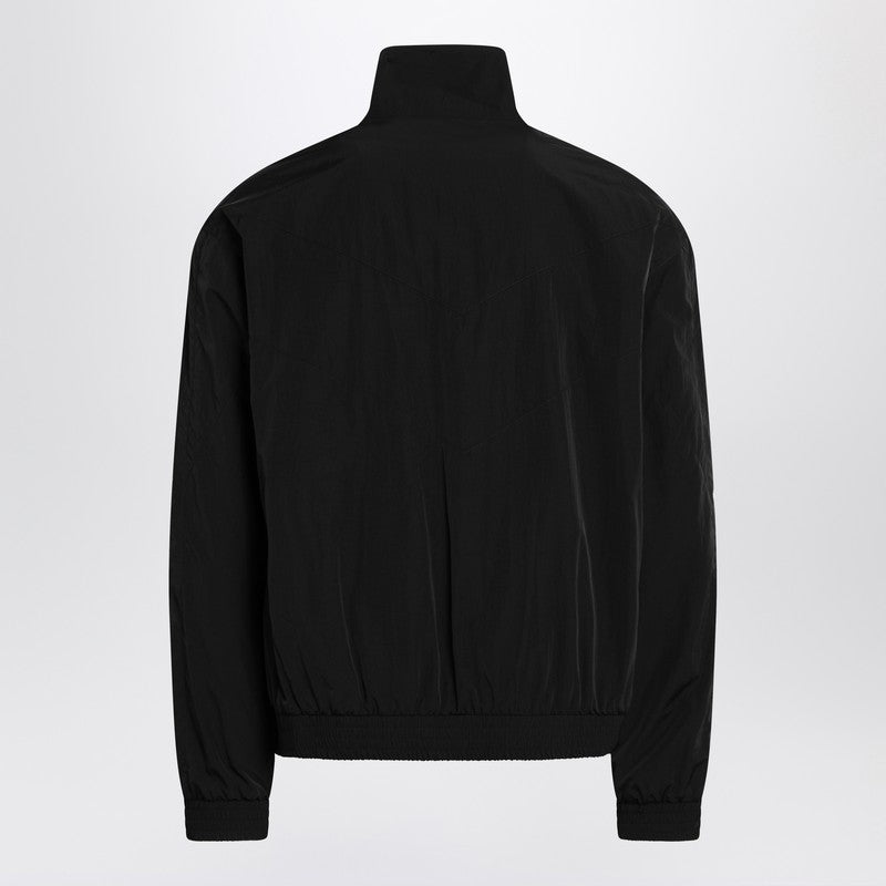 Saint Laurent Black crinkled nylon zip-up jacket