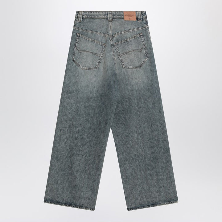 Balenciaga Light washed blue baggy jeans with logo