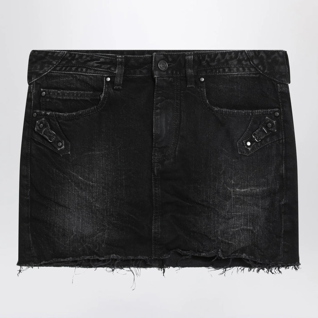 Balenciaga - Washed black City mini denim skirt