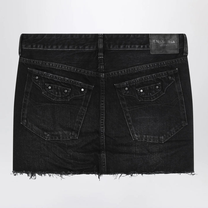 Balenciaga - Washed black City mini denim skirt