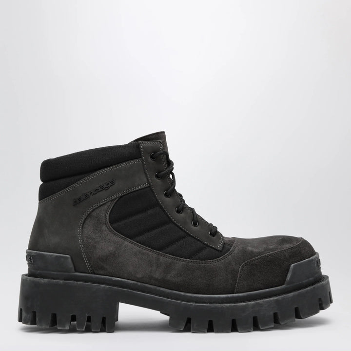 Balenciaga - Combat Strike low lace-up suede boots brown/black