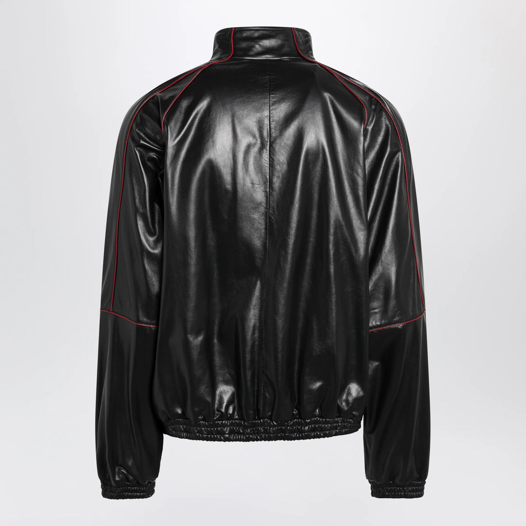 Balenciaga - Black/burgundy zip-up leather sweatshirt