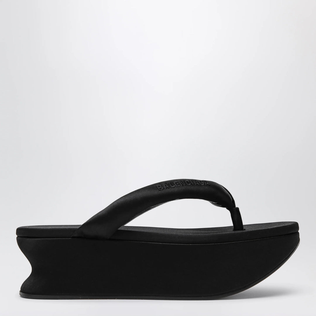 Balenciaga - Gaeta thong sandals in satin, black