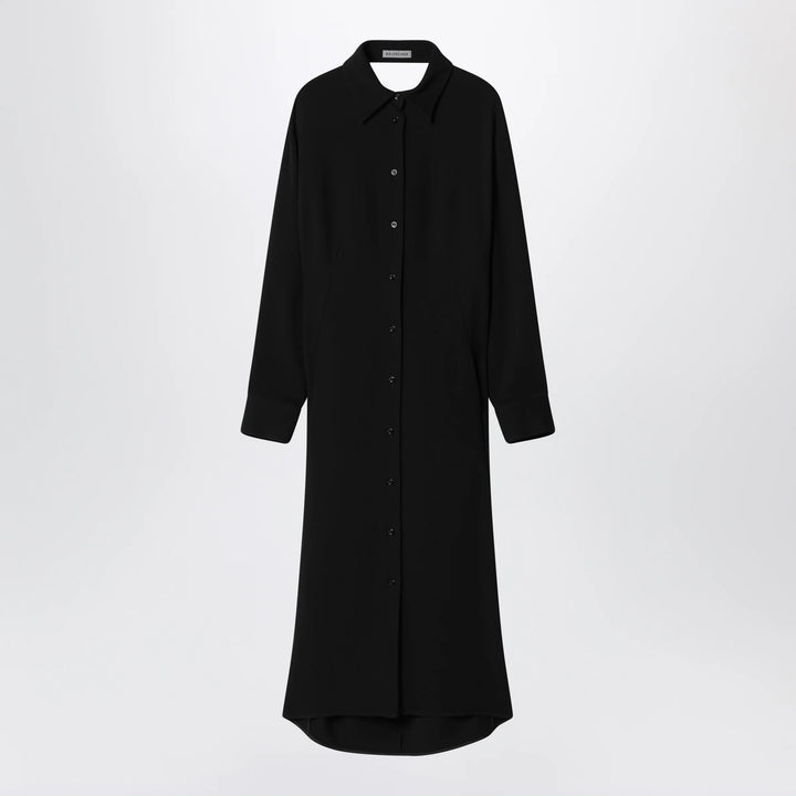 Balenciaga - Black shirt dress in wool and silk