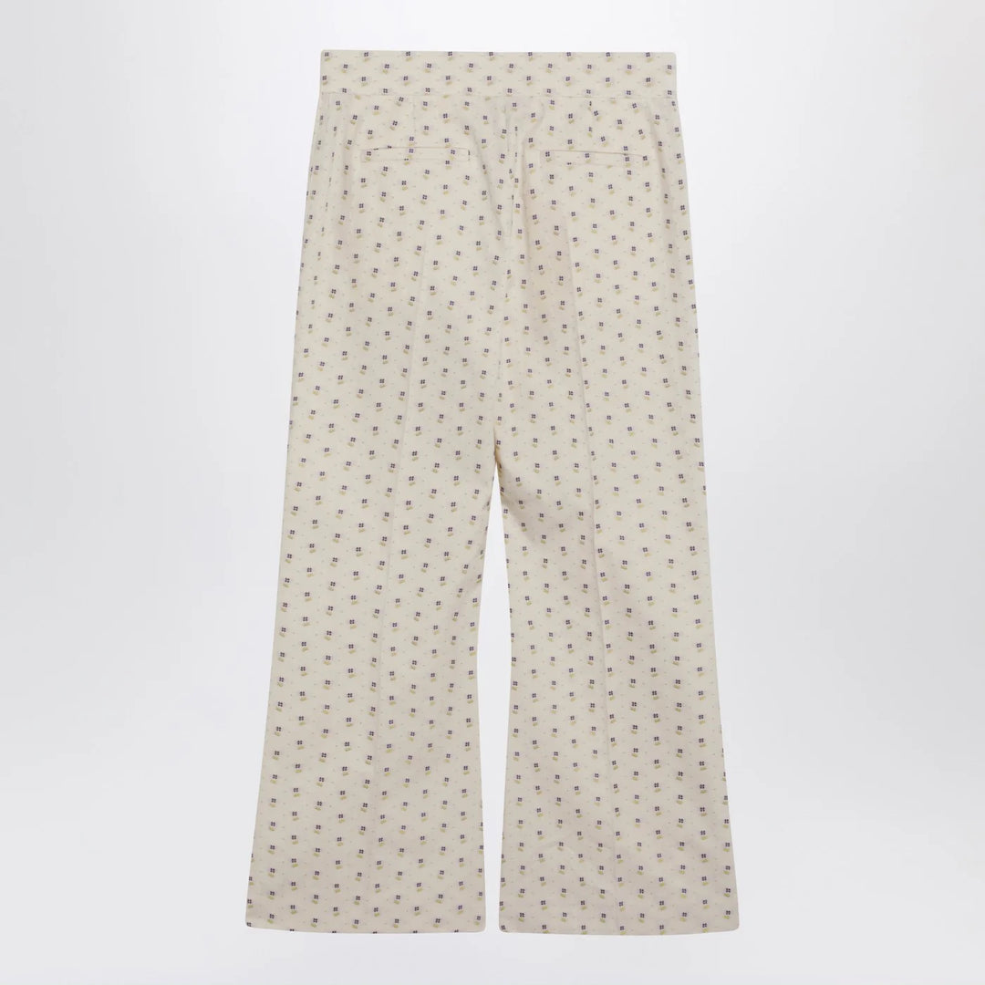 Valentino - Ivory trousers with floral pattern