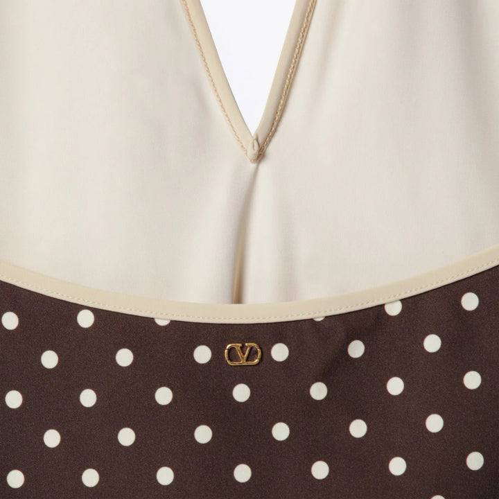 Valentino - Brown swimsuit with Plusdepois motif